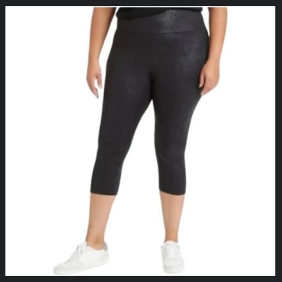 Ava & Viv High Waisted Black Liquid Shine Leggings Size 4X New With Tags - Picture 3 of 12